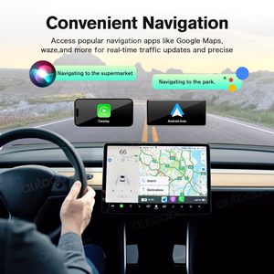 AUTOABC อุปกรณ์เสริมมัลติมีเดียไร้สาย CarPlay Android Auto สำหรับรถยนต์ <span class=keywords><strong>Tesla</strong></span> <span class=keywords><strong>Model</strong></span> <span class=keywords><strong>3</strong></span>/<span class=keywords><strong>Model</strong></span> X/Y พร้อม WiFi และ Bluetooth ในตัว รับประกัน 1 ปี - Product Image 4