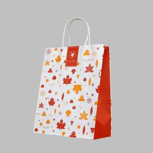 Bolsa de Compras de Papel Kraft Blanca y Marrón con Asas Retorcidas y Logotipo Personalizado en Oferta - Product Image 4