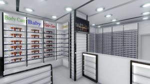 Custom Pharmacy Store Design Wall Mounted Medicine Display Shelves Island Counter Retail Pharmacy Fixtures - Product Image 5