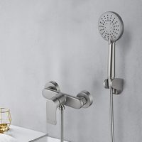 Robinet de Douche Mural Monocommande en Laiton Style Moderne avec Douchette Pluie en Céramique, Deux Trous, pour Hôtels, Écoles et Appartements