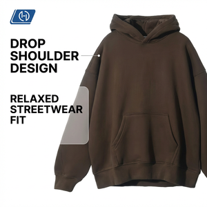 Sweat-shirt à capuche unisexe en coton 100% à épaules tombantes, surdimensionné, personnalisable, lourd, vierge, pour broderie - Product Image 3