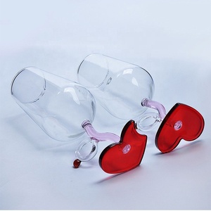 Ensemble de verres à vin en forme de colonne romaine <span class=keywords><strong>Cupid</strong></span> Couple Rings, soufflés à la main, sans plomb, écologiques, en verre borosilicate de haute qualité - Product Image 6