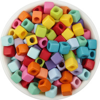 Perles carrées en trois dimensions de couleur Macaron opaque acrylique en gros pour bricolage porte-clés bracelet de chaîne de téléphone
