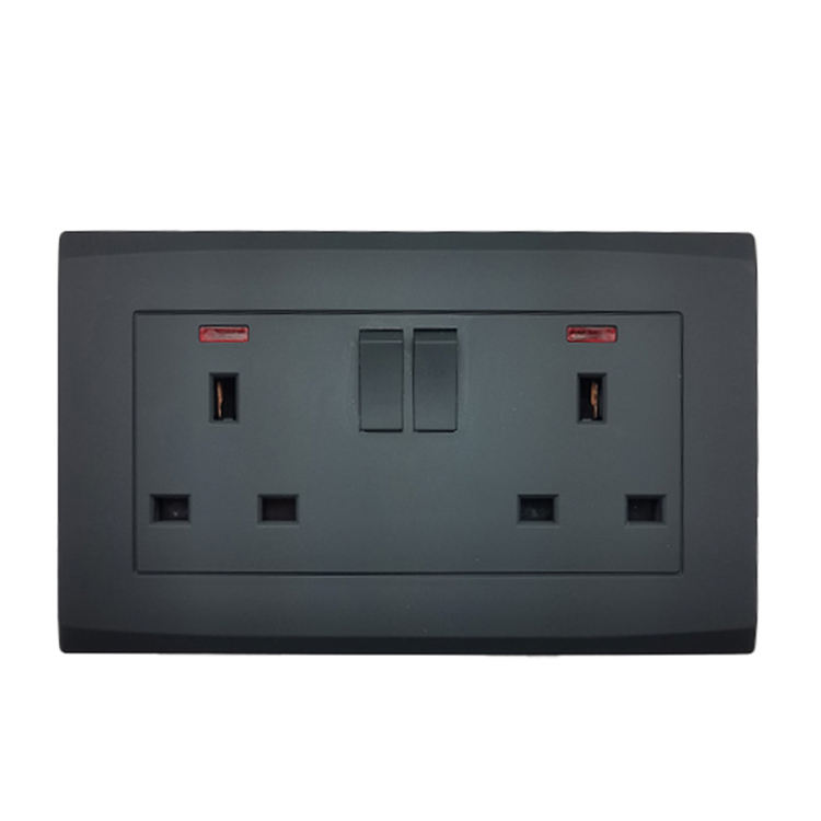 VNX High Quality Electrical Wall Socket UK Standard Black Panel 45A Cooker Unit Switch Light Wall Switches Home Use
