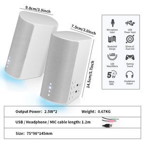 USB供电2.0扬声器系统增强低音发光二极管照明有线控制游戏音乐兼容紧凑型设计双向音频 - Product Image 3