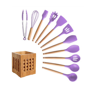 Juego de Utensilios de Cocina de Silicona con Mango de Bambú, Espátula, Pala, Juego de Herramientas de Cocina con Mango de Madera y Caja de Almacenamiento - Product Image 4
