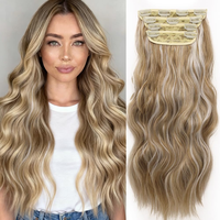 Extensions de cheveux naturels à clipser avec dentelle frontale, longues mèches pour femmes, 100 % cheveux humains Remy, épaississantes et d'apparence naturelle