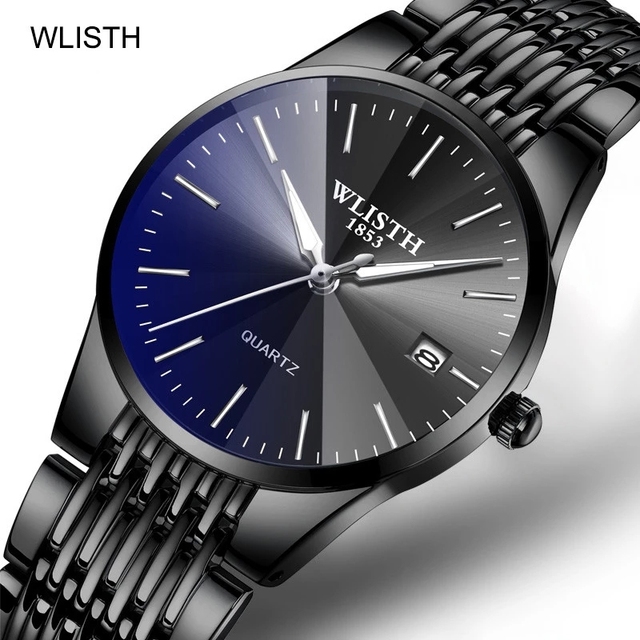 WLISTH Q358 High Quality  Mans Quartz Watch  Stainless Steel Band Waterproofing Calendar Simple Business Watch Design