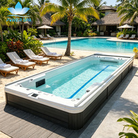 Piscine de nage à contre-courant extérieure à double pompe haute performance pour une expérience de natation illimitée et des sièges de hydromassage relaxants