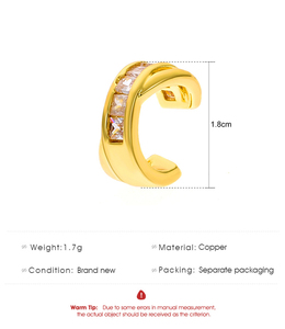 Retro Micro incrustaciones de circón Clips de <span class=keywords><strong>oreja</strong></span> <span class=keywords><strong>sin</strong></span> agujeros para los oídos delicados no perforados Cz Cuff pendientes para mujer - Product Image 2