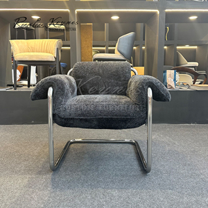 Fauteuil moderne en acier inoxydable avec coussin pour salle à manger, restaurant, café, bistrot, hôtel, mobilier - Product Image 2