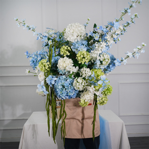 ของตกแต่งงานแต่งงาน ดอกไม้ประดิษฐ์สีฟ้า ดอกกุหลาบไฮเดรนเยีย ขนาด 60 ซม. รูปทรงกลม สำหรับตกแต่งโต๊ะ - Product Image 1