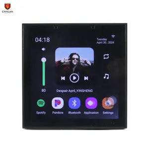 Amplificador de parede WiFi Android 11 4x20W Controlador de música Bluetooths com suporte de tela de 4 polegadas RS485
