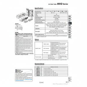 MXQ20-100BS โต๊ะสไลด์ลมนิวเมติก SMC - Product Image 1