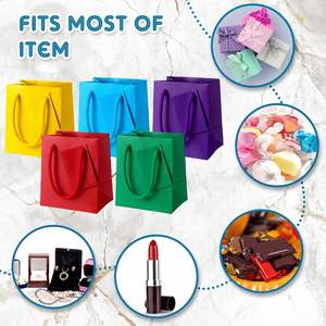 ถุงของขวัญกระดาษหลากสีขนาดเล็กพร้อมป้าย กล่องของขวัญกระดาษขนาดเล็กพิเศษพร้อมหูหิ้วสำหรับงานวัน<span class=keywords><strong>เกิด</strong></span> งานวันวาเลนไทน์ - Product Image 5