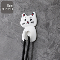Crochets muraux autocollants en forme de chat mignon, sans perçage, sans trace, pour cuisine et salle de bain, adhésif puissant, lot de 4 pièces