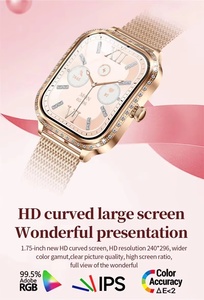 Étiquettes cadeaux MK88 Montre connectée de luxe pour femme avec diamants, test de santé physique féminine en temps réel, écran incurvé - Product Image 1