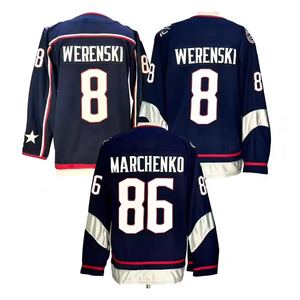 2026 Neue Columbus Blue Jackets 86 Kirill Marchenko 8 Zach Werenski Hochwertige Genähte Eishockey-Trikots - Product Image 1