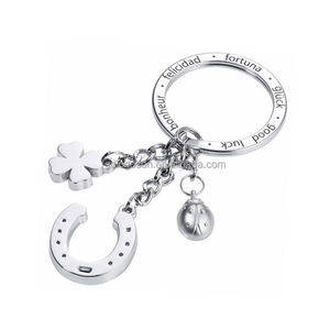 カスタムゴールドスターリングシルバーラッキーイービルアイホースシューバッグチャームペンダントキーリングホースシューキーホルダー - Product Image 3