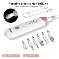 Kit de lime à ongles électrique silencieuse, portable et rechargeable pour le retrait de gel acrylique, outils de manucure et pédicure pour nail art
