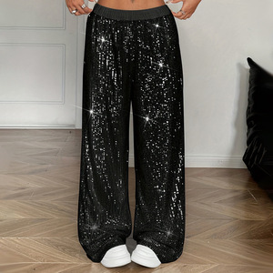 CJ- <span class=keywords><strong>Pantaloni</strong></span> da <span class=keywords><strong>Donna</strong></span> con Paillettes Lucide, Vita Elastica, Gamba Dritta, Casual e Traspiranti, <span class=keywords><strong>Pantaloni</strong></span> Glitterati per Signore - Product Image 2