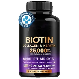 Cápsulas de Biotina para el Crecimiento del Cabello TK de <span class=keywords><strong>Amazon</strong></span>, Disponibles para Envío Internacional, Biotina, Colágeno y Queratina para Uso en Adultos - Product Image 1