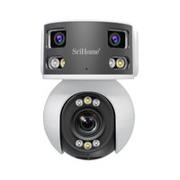 Caméra PTZ SriHome à 3 objectifs avec zoom optique 5x, ultra grand angle, 8MP, WIFI, prend en charge 512 Go, vision nocturne infrarouge couleur
