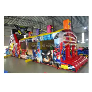 Commercial Inflatable Bouncy Castle With Slide Kids Inflatable Games Inflatable Obstacle Course For Sale