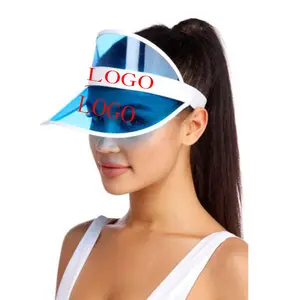 Tùy Chỉnh Mùa Hè Điều Chỉnh Thể Thao Sun Visor UV Hat PVC Sun Visor Đầy Màu Sắc Nhựa Sun Visor Hat