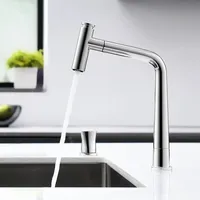 Robinet de cuisine à un trou en laiton de style allemand monté sur le pont chaud et froid avec deux modes de rotation et extractible