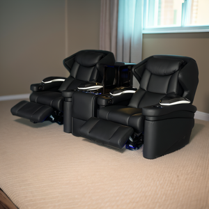 Poltrona Reclinabile Moderna in Vera Pelle per Auto, Poltrona VIP Nera per Cinema di Lusso, Poltrone Reclinabili per Interni <span class=keywords><strong>Casa</strong></span> Cinema - Product Image 3