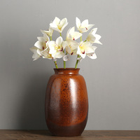 Enkelvoudige kunstmatige Cymbidium bloem, nep Cymbidium orchidee, tafelvaas huwelijksdecoratie bloemstuk