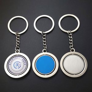 Factory Blank Rotating Metal Keychain Double-sided Custom logo UV Printing Laser <b>Engraving</b> for Brand Promotion - Product Image 1