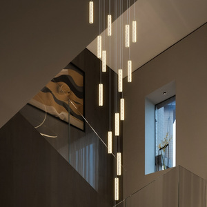 Modern Minimalist Long Line LED Chandelier Multi Head Pendant <b>Light</b> For Staircase Living Room Home Decor - Product Image 3