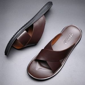Nouvelles sandales d'été pour hommes en microfibre, à bout ouvert, décontractées, confortables, souples, tendance, antidérapantes, chaussures de plage - Product Image 5