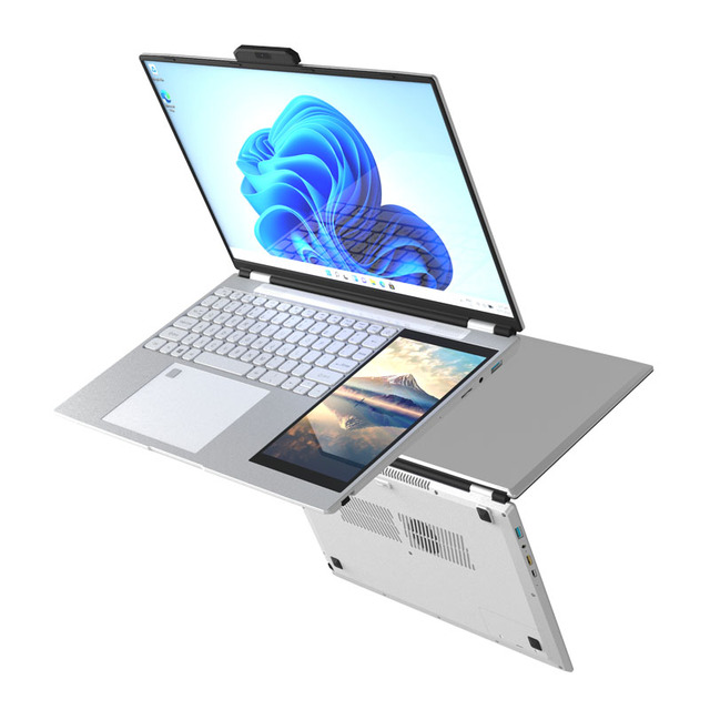 Brand New Business Laptops 15.6"+7" Dual Touch Screen 180 Degree Opening Win11 Intel N95 Backlit Keyboard Double Screen Laptop