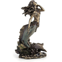 Statue de sirène en bronze avec base en marbre poli pour centre commercial, pièce maîtresse immobilière, exportateur