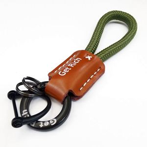 Wholesale Genuine Leather Car Keychain <b>for</b> Gifts Handmade Luxury <b>Key</b> Ring Woven Rope with Custom Logo Pendant Anti-Loss <b>Lanyard</b> - Product Image 3