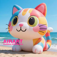 Animaux gonflables de dessin animé de chat gonflable de dessin animé mignon avec lumière LED la nuit