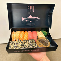 Boîte d'emballage personnalisée en papier noir pour sushis à emporter, luxe pour la livraison de sushis gastronomiques avec plateau de service et séparateurs