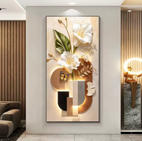 Décoration murale moderne pour la maison, art floral de luxe haut de gamme, feuille de Ginkgo, entrée, peinture décorative en porcelaine de cristal haut de gamme