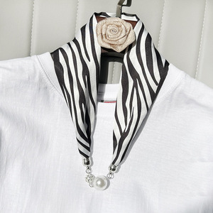 2025 collier de foulard en soie à fermoir magnétique <span class=keywords><strong>pour</strong></span> femmes-Design de <span class=keywords><strong>perles</strong></span> à longue bande, accessoire de chemise de luxe, cadeau parfait <span class=keywords><strong>pour</strong></span> elle - Product Image 6