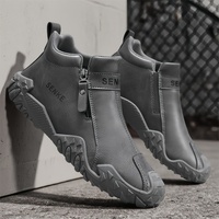 Nouvelles Bottes Décontractées en Cuir pour Hommes, Semelle Souple, Sportives, Imperméables, Respirantes, Légères, Mi-Mollet, pour Randonnée en Extérieur Automne-Été