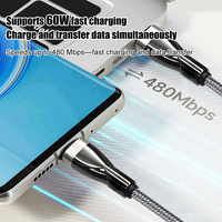 Cable de Carga Rápida PD de 60W Tipo-C, Carcasa Reforzada de Aleación de Zinc y Capa Exterior Trenzada para iPhone 17 Pro Max