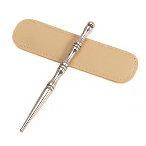 Stylo d'acupression en acier inoxydable à double extrémité, bâton de massage de réflexologie avec étui en cuir PU, <span class=keywords><strong>masseur</strong></span> manuel pour points de pression et points d'acupuncture - Product Image 4