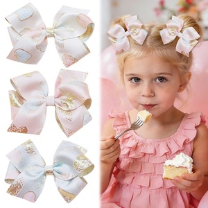 Children's Unicorn <b>Bow</b> Sweet Baby Embroidered Hair <b>Clip</b> PU Leather Fabric Hair Accessories - Product Image 6