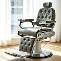 Fauteuil de Barbier Professionnel Hydraulique Rembourré Rétro de Luxe Populaire pour Salon de Coiffure et Barbier, Charge Lourde