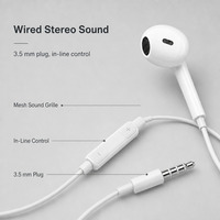 Écouteurs filaires WISDOMUP EJ-46 3,5 mm, casque stéréo intra-auriculaire avec micro, télécommande intelligente, musique Hi-Fi pour iPhone Android