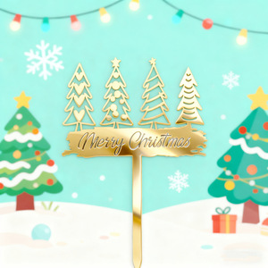 ท็อปเปอร์เค้กคริสต์มาสอะคริลิคหนา 1.3 มม. ลายฮันนี่แอนด์สวีทเนส ของตกแต่งวันคริสต์มาสสำหรับงานปาร์ตี้วันหยุด - Product Image 3