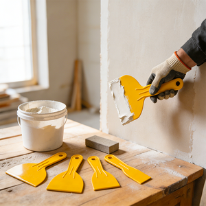 Lot <span class=keywords><strong>de</strong></span> 4 spatules jaunes en plastique flexible <span class=keywords><strong>de</strong></span> 2 à 6 pouces, outils <span class=keywords><strong>de</strong></span> raclage pour papier peint et plâtrage <span class=keywords><strong>de</strong></span> cloisons sèches pour la construction - Product Image 3